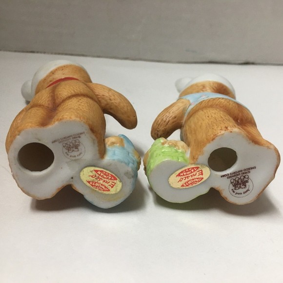Lot of 2 Vintage 1980 ENESCOs Lucy & Me Bears dressed as the Easter Bunny Rabbit - Picture 3 of 4
